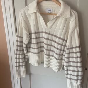 Pistola Arlo Polo Sweater in Cream and Beige